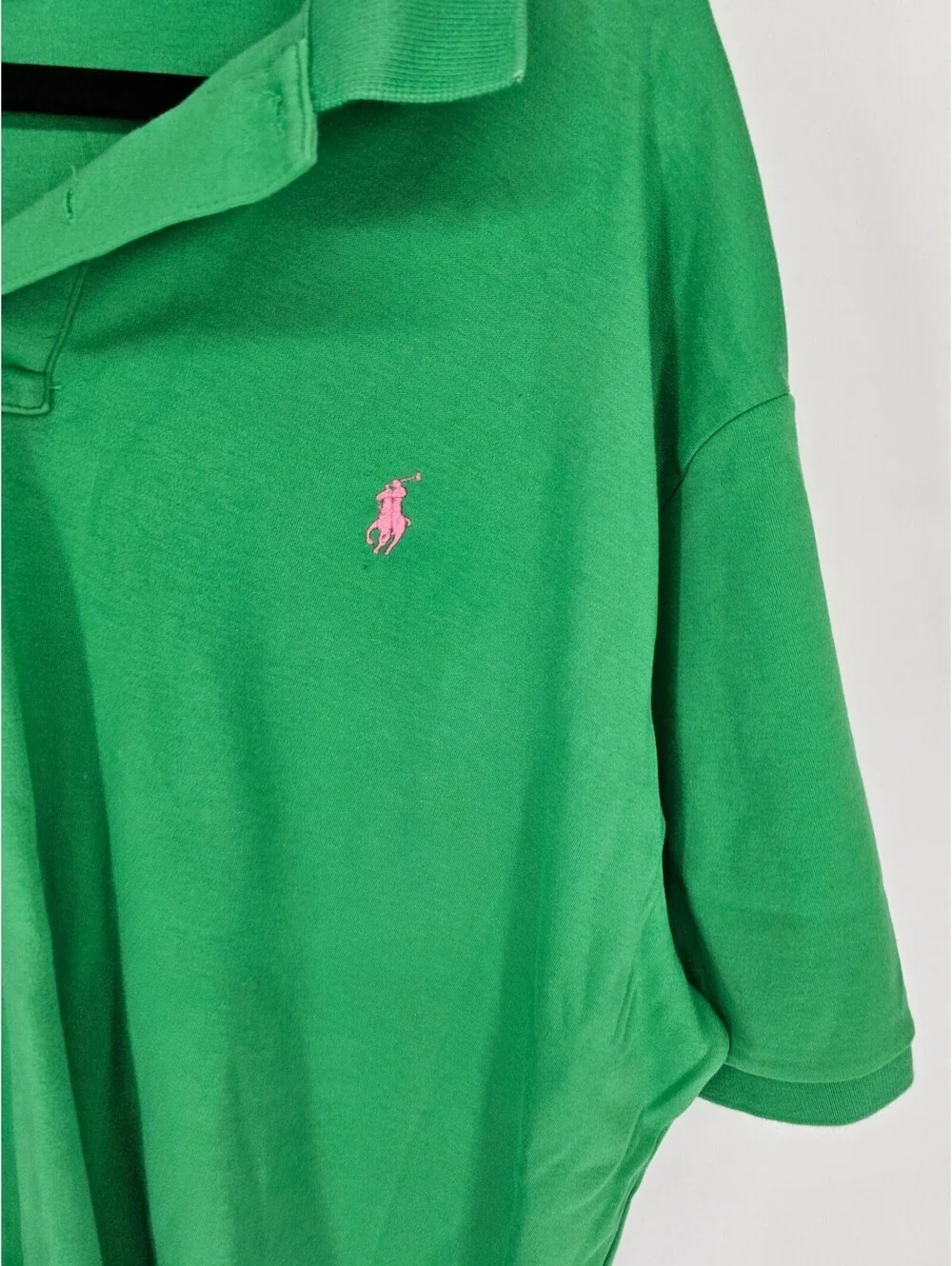 Polo Ralph Lauren Mens Sz XXL Short Sleeve Polo Shirt Green w/ Pink Pony
